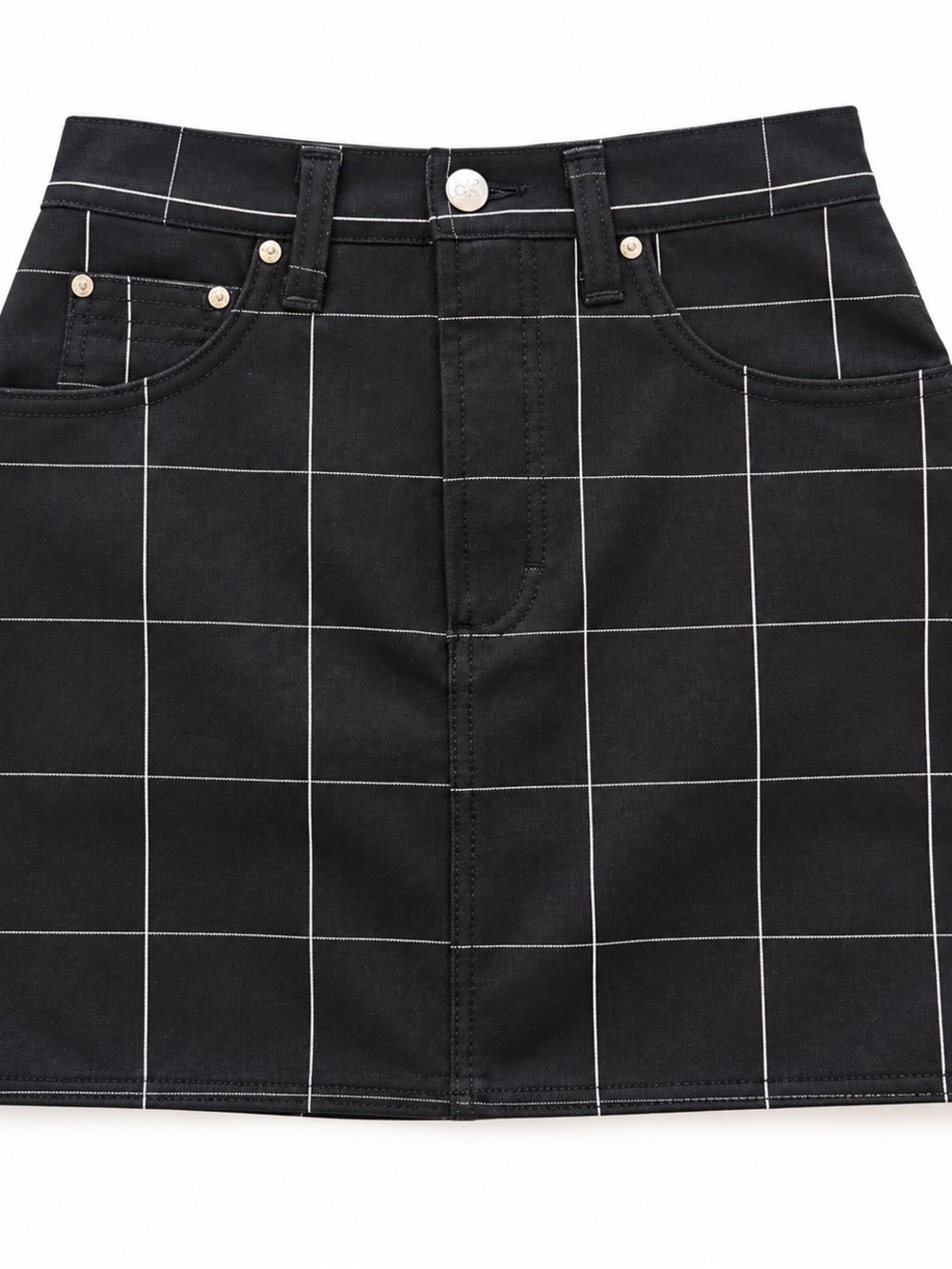 Vintage Exte Jeans Black Windowpane Plaid Mini Skirt Size 28 / 42 Y2K